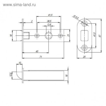 Защелка врезная PL45-R25 SN цвет матовый никель 103₽