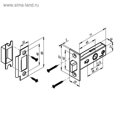 Защелка врезная Punto L45-8 GP цвет золото 151₽