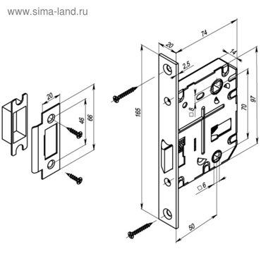 Защелка врезная Punto L72-50 CFB цвет кофе глянец 287₽