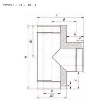 Сэндвич-Тройник 90 d 160 220 мм нержоцинк 10 мм05 мм 5893₽