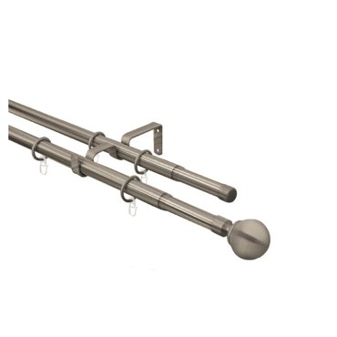Карниз телескопический двойной с металлическими кольцами ARTTEX 160-300 см 2803₽