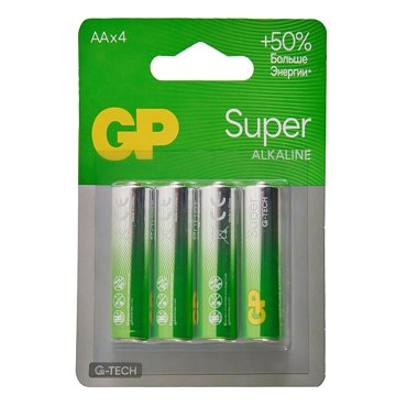 Батарейки GP Super Alkaline G-Tech 15А АА 4 шт 299₽