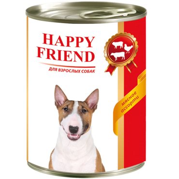 Корм для собак HAPPY FRIEND Мясное ассорти 410 г 179₽
