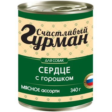 Корм для собак Счастливый Гурман Мясное ассорти с сердцем и горошком 340 г 198₽