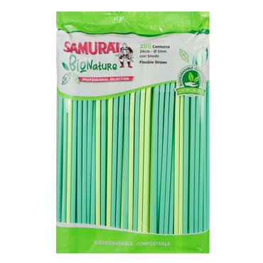 Трубочки пластмассовые Sisma Samurai 24 см 250 шт зеленые 719₽