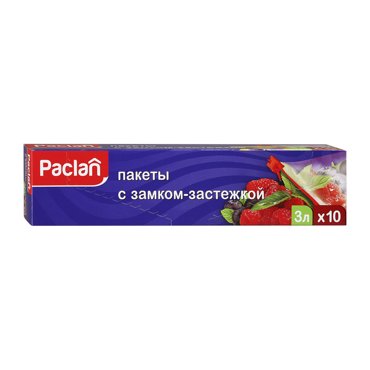 Пакеты Paclan с замком-застежкой 27х28см 3 л 10 шт 189₽