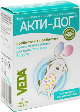 Акти-дог для собак Veda Пробиотик и пребиотик 5шт8г 170₽