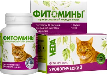 Фитомины для кошек Veda урологический 50г 113₽
