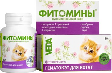 Фитомины для котят Veda гематокэт 50г 113₽