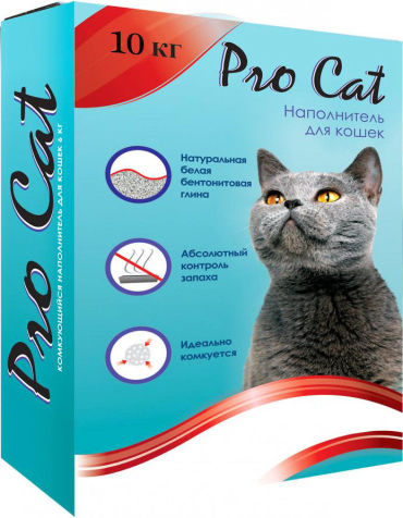 Наполнитель для кошачьего туалета Pro Cat Regular комкующийся из экстра белой глины 10кг 1341₽