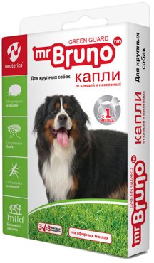 Капли репеллентные Mr Bruno Green Guard для крупных собак весом более 30кг 4мл 275₽