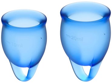 Набор менструальных чаш Satisfyer Feel confident Menstrual Cup blue J1762-6 2шт 1727₽