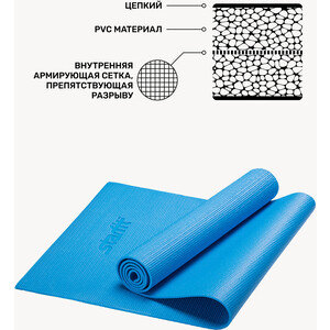 Коврик для йоги Starfit FM-101 PVC 173x61x10 см синий 112 1439₽