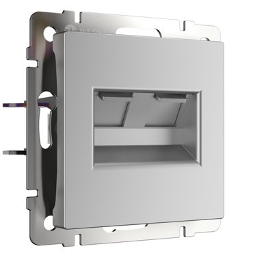 Розетка двойная Ethernet RJ-45 серебряный a051523 Werkel Встраиваемые механизмы серебряные W1181106 2069₽