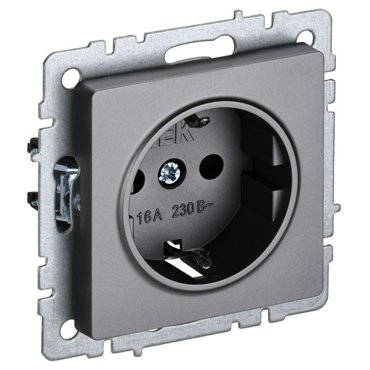 розетка 1 пост IEK BRITE сз сш 16А сталь 274₽