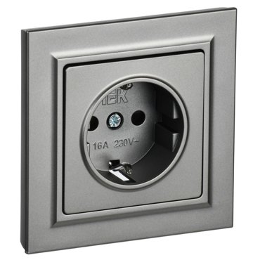розетка 1 пост IEK BRITE сз сш 16А в сборе сталь 305₽