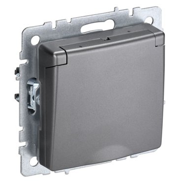 розетка 1 пост IEK BRITE сз сш с крышкой 16А IP44 сталь 449₽