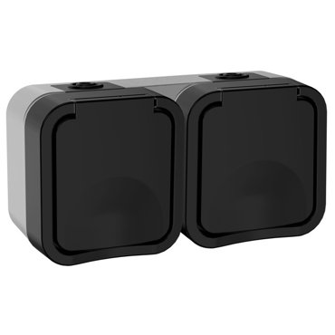 розетка 2 поста IEK Tors 16А горизонтальная IP55 графит 1369₽