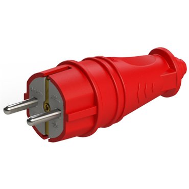 вилка штепсельная NE-AD 16А 250В IP44 прямая сз евро каучук красный 131₽