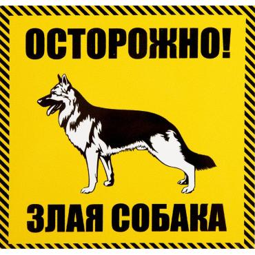 Наклейка Осторожно злая собакаь 100х100 мм полиэстер 40₽