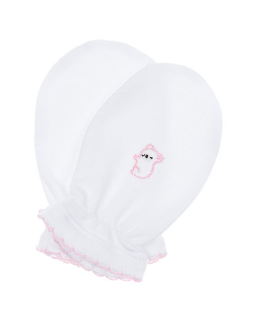 Розовые варежки-царапки с вышивкой панда Lyda Baby 2499₽