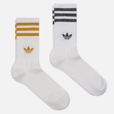Комплект носков adidas Originals 2-Pack Mid Cut Glitter Crew цвет комбинированный размер 43-45 EU 910₽