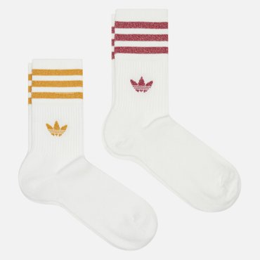 Комплект носков adidas Originals 2-Pack Mid-Cut Glitter цвет белый размер 40-42 EU 1190₽