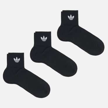 Комплект носков adidas Originals 3-Pack Ankle Mid-Cut Crew цвет чёрный размер 40-42 EU 1190₽