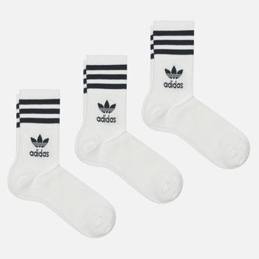 Комплект носков adidas Originals 3-Pack Mid-Cut Crew цвет белый размер 37-39 EU 1190₽