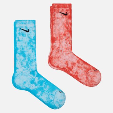 Комплект носков Nike 2-Pack Everyday Plus Cush Tie-Dye Crew цвет комбинированный размер 42-46 EU 1390₽