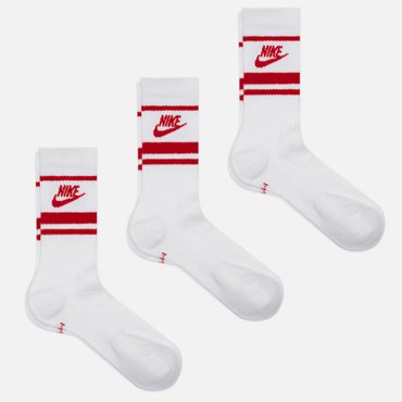 Комплект носков Nike 3-Pack Essential Stripe цвет белый размер 38-42 EU 980₽