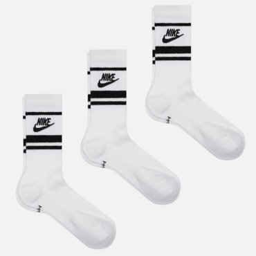 Комплект носков Nike 3-Pack Essential Stripe цвет белый размер 42-46 EU 980₽