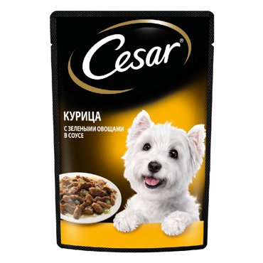 Cesar Влажный корм пауч для собак курица с зелеными овощами 85 гр 49₽
