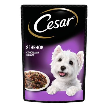 Cesar Влажный корм пауч для собак ягненок с овощами 85 гр 49₽