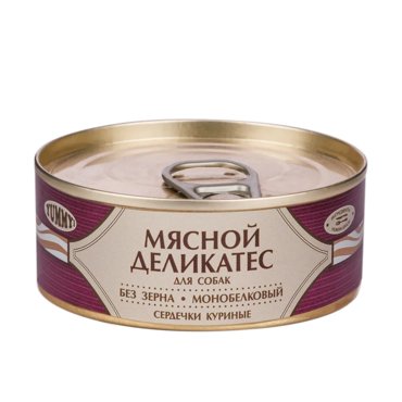 Yummy Влажный корм консервы для собак Мясной Деликатес с натуральными куриными сердечками в желе 100 гр 115₽