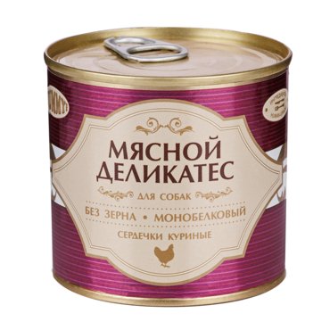 Yummy Влажный корм консервы для собак Мясной Деликатес с натуральными куриными сердечками в желе 240 гр 189₽