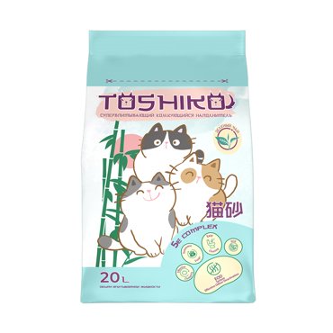 Toshiko Наполнитель древесный комкующийся зеленый чай 76кг 20л 2315₽