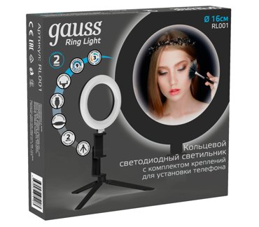 Осветитель Gauss RL001 для смартфона 16 см 10 Вт 3000 - 6500 К фото 3 1690₽
