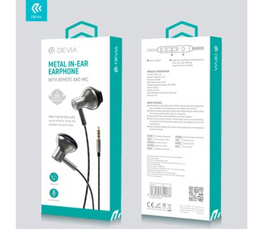 Наушники Devia Metal In Ear Headphones черные фото 3 479₽