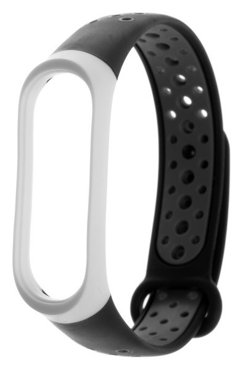 Ремешок для фитнес-браслета Mi Band 34 Luazon с перфорацией черно-серый 155₽