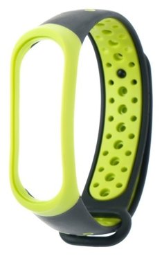 Ремешок для фитнес-браслета Mi Band 34 Luazon с перфорацией черно-зеленый 163₽
