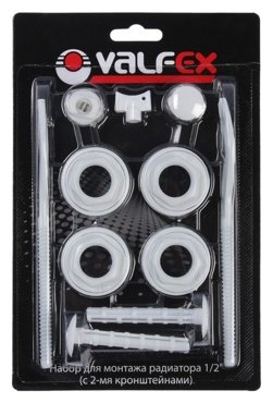 Комплект для подключения радиатора Valfex 1X12 с двумя кронштейнами в блистере 343₽