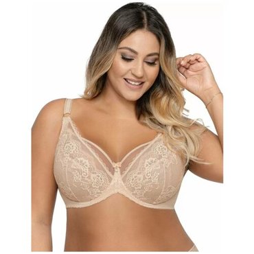 Бюстгальтер Ava Lingerie кружевной чашка мягкая бретели несъемные регулируемые размер 90F бежевый 3509₽