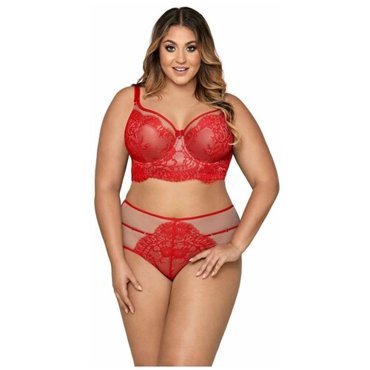 Бюстгальтер классика Ava Lingerie из сетки кружевной боковая поддержка чашка на косточках формованная бретели регулируемые съемные размер 65F красный 4220₽