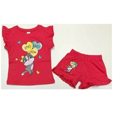 Костюм для девочки футболка с шортами BONITO kids малиновый 104 468₽