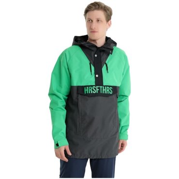 Анорак Horsefeathers Spencer Atrip средней длины силуэт прямой герметичные швы регулируемый край регулируемые манжеты карманы регулируемый капюшон несъемный капюшон водонепроницаемая водонепроницаемый мембранный утепленный размер XL зеленый черный 10499₽