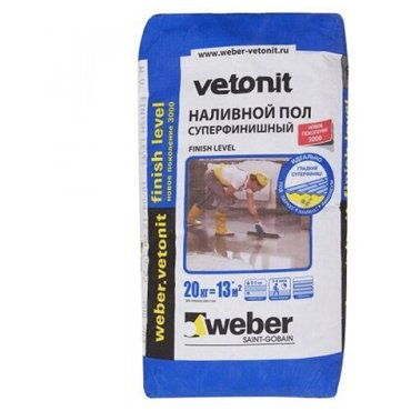 Веберветонит Финиш Левел Эко тонкослойный наливной пол 20кг WEBERVETONIT Finish Level Eco тонкослойный наливной пол 20кг 937₽