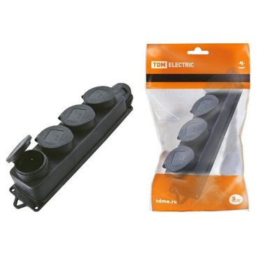 TDM SQ0612-0011 Розетка четырехместная с заглушками каучук 2РРЕ 16А 250В IP44 537₽