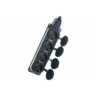 Колодка 16А с заземлением 4гн черная каучук IP44 ЭРА 1066₽