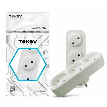 Разветвитель 3-м без заземл 16А 250В IP20 полипропилен бел TOKOV ELECTRIC TKL-S3-C01 189₽